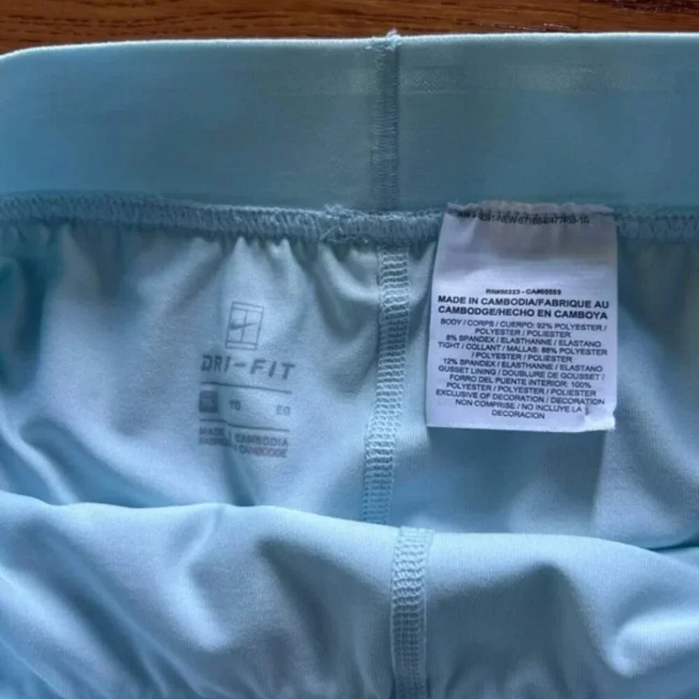 Nike Tennis Skirt Lined Shorts Ribbed Mint Aqua Blue Green Light Girls XL White
